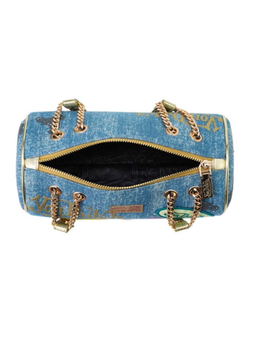 Von Dutch Denim Barrel Bag in Light Denim - Picture 4 of 9